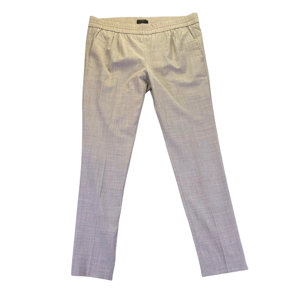J.Crew Womens Gray Wool Blend Elastic Waist Pull On Tapered Pants 2 Preppy